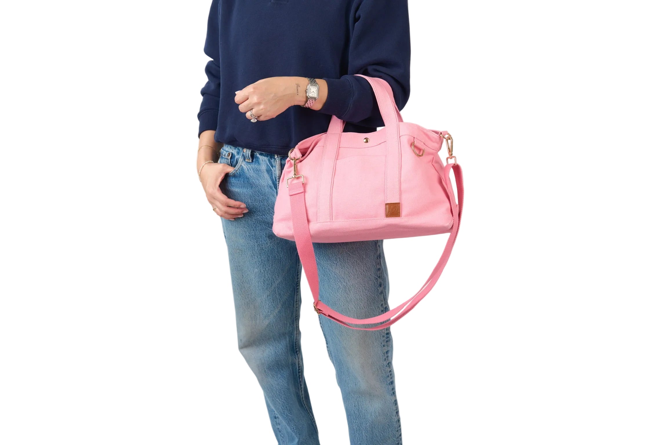 Timeless Coated Canvas Crossbody Tote - Pepper Pink