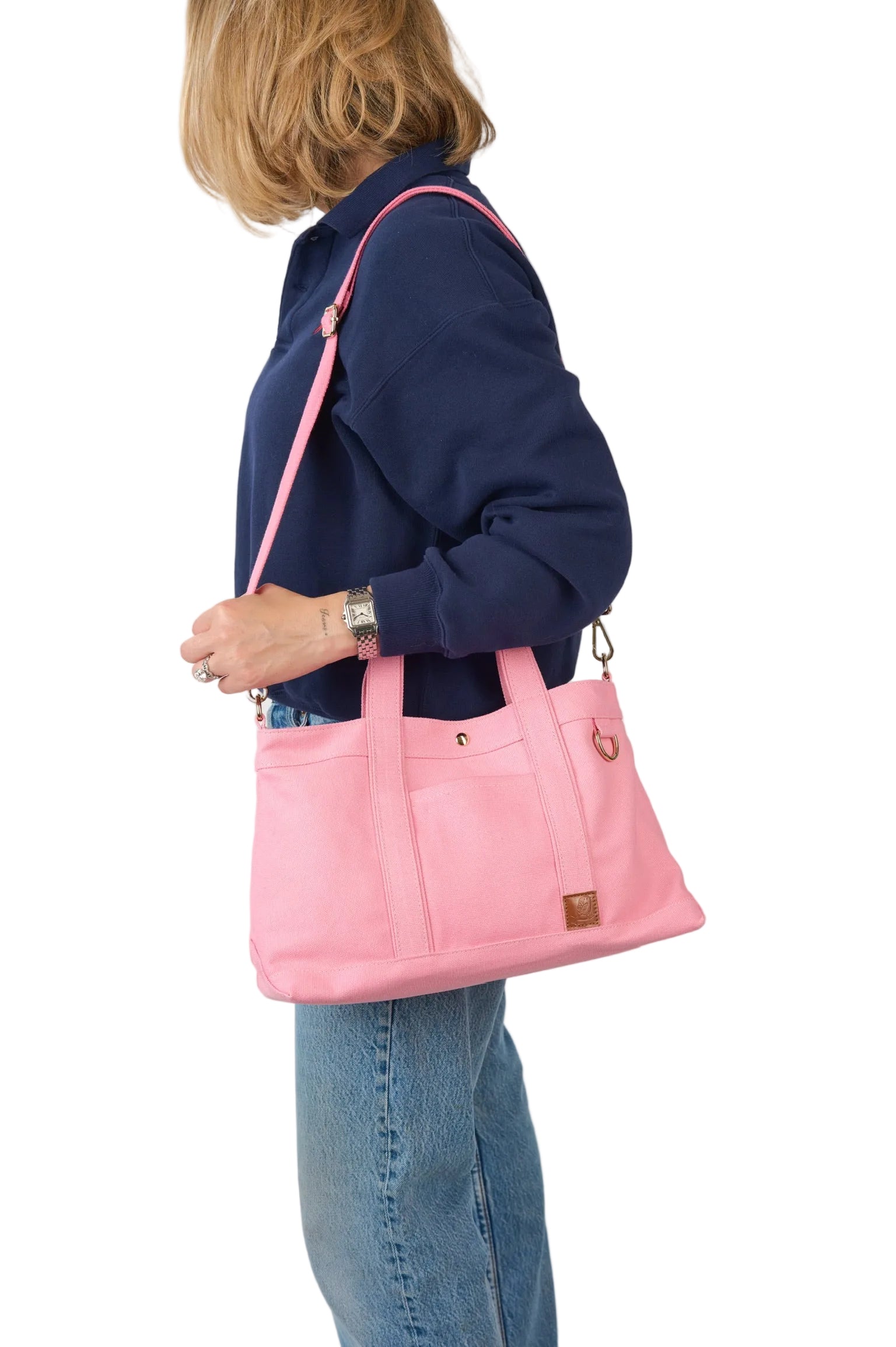 Timeless Coated Canvas Crossbody Tote - Pepper Pink