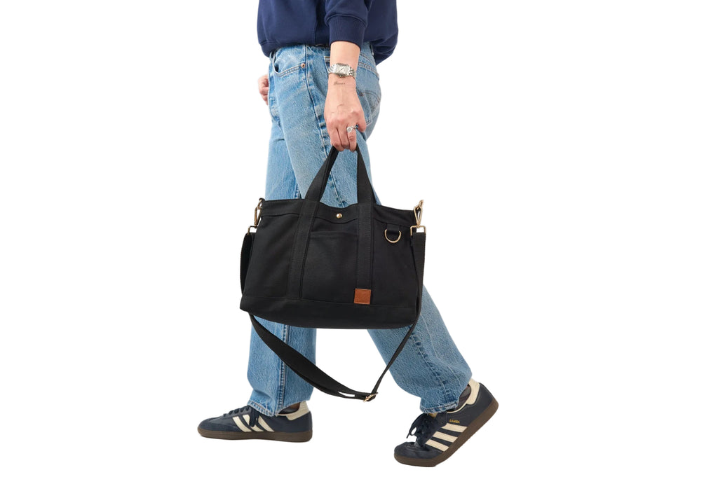 Timeless Coated Canvas Crossbody Tote - Noir