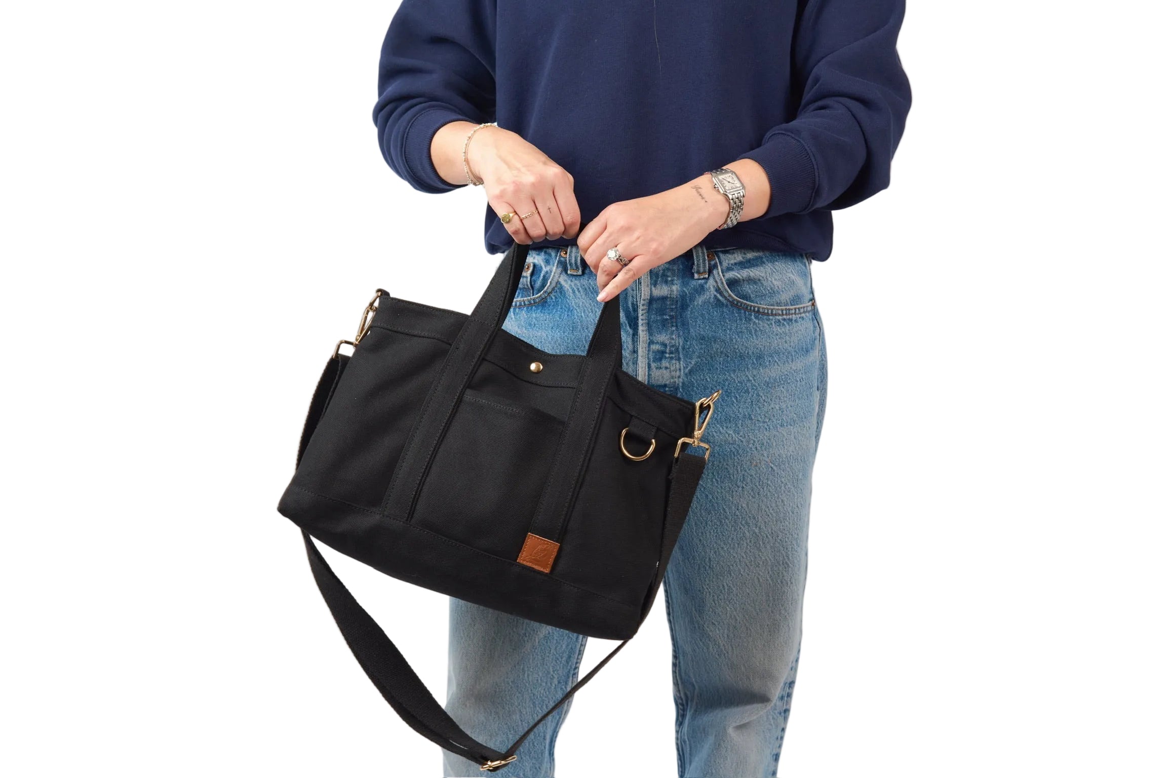 Timeless Coated Canvas Crossbody Tote - Noir