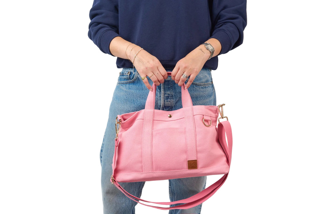 Timeless Coated Canvas Crossbody Tote - Pepper Pink
