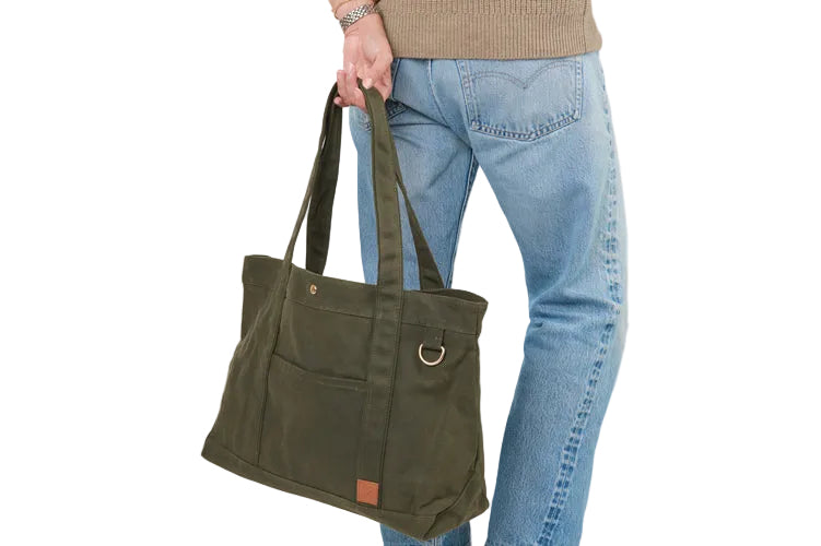 Timeless Waxed Canvas Tote - Olive Green