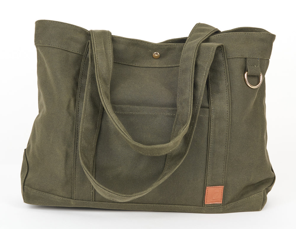 Timeless Waxed Canvas Tote - Olive Green