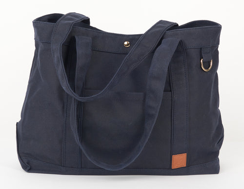 Timeless Waxed Canvas Tote - Navy